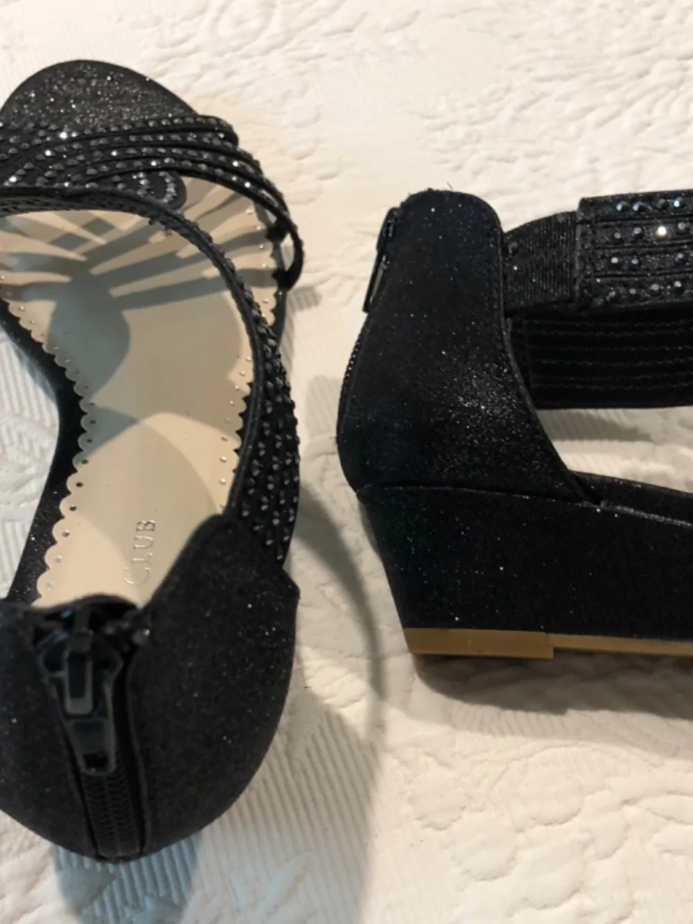Black sparkle wedges - how fun!